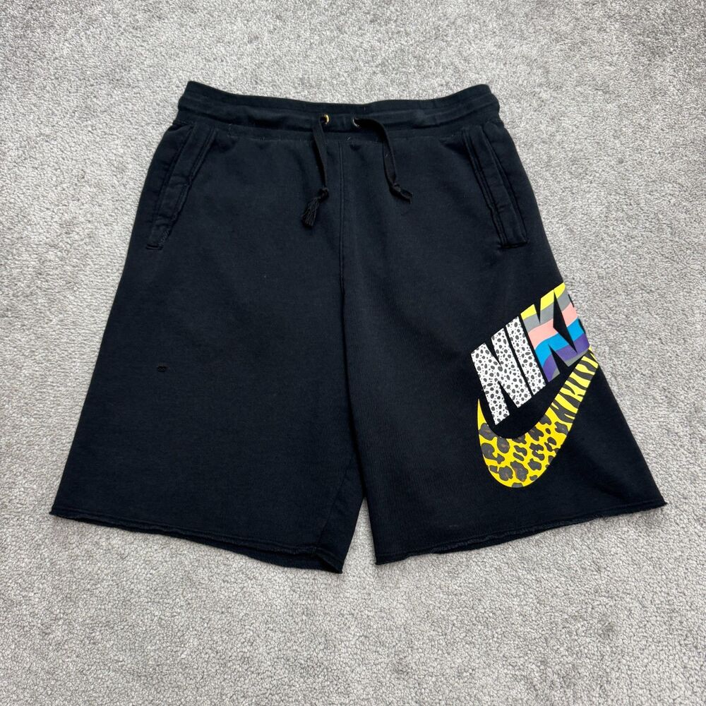 Nike Black Athletic Shorts with Multicolor Logo